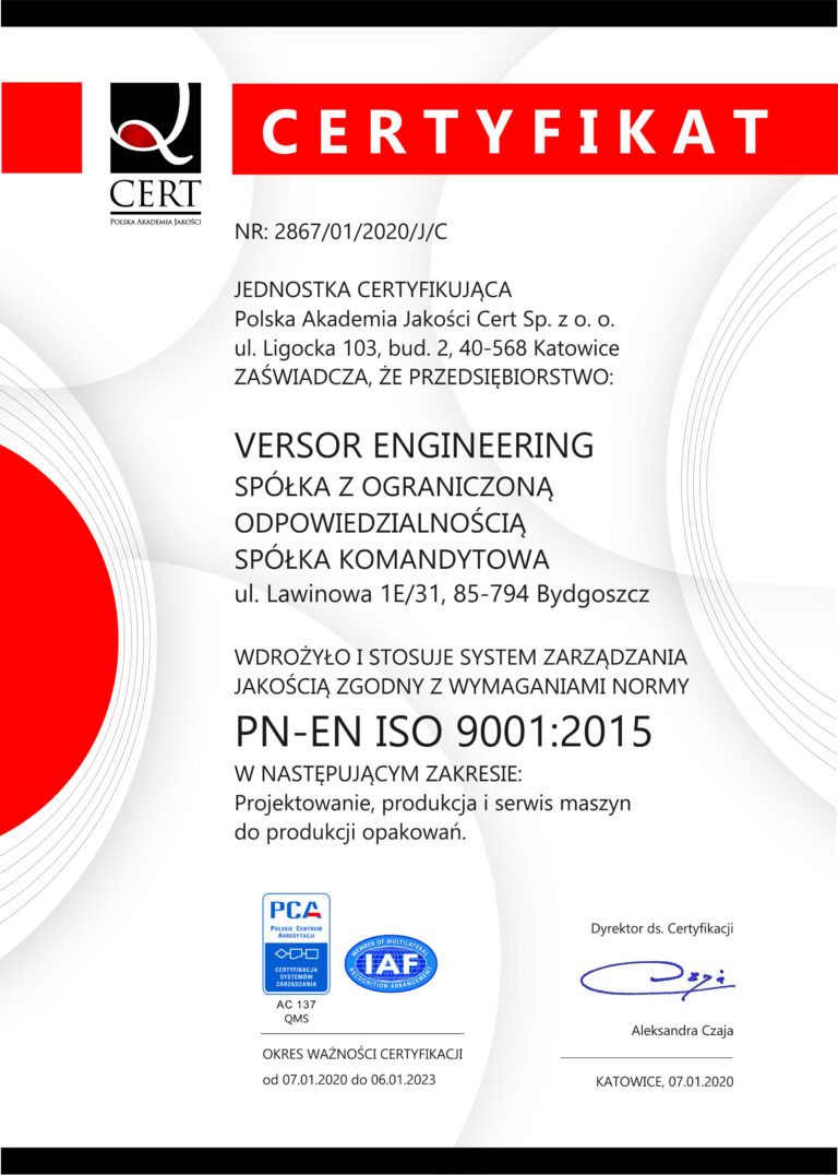 CERTYFIKAT ISO 9001
